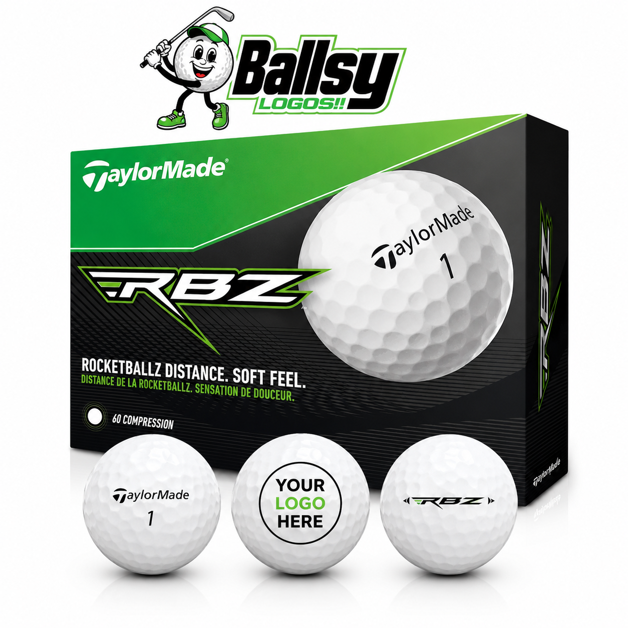 TaylorMade RocketBallz Custom Logo Golf Balls
